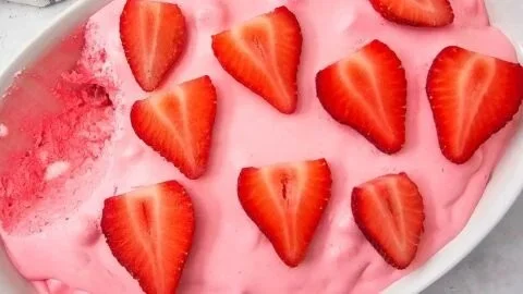 Delicious Light Creamy Pink Fluff dessert in a bowl