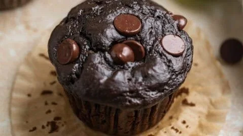 Delicious chocolate spinach muffins showcasing rich chocolate flavor and healthy greens