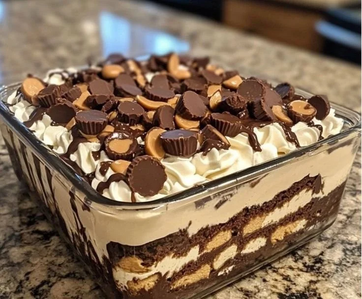 Delicious no-bake peanut butter chocolate mousse dessert in a serving bowl