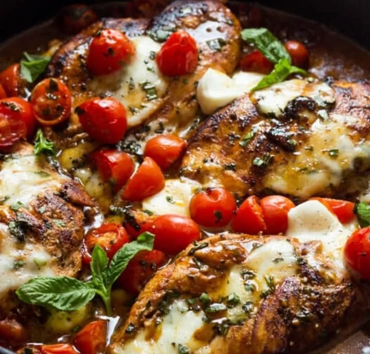 One-Pan Juicy Chicken with Balsamic served with fresh herbs