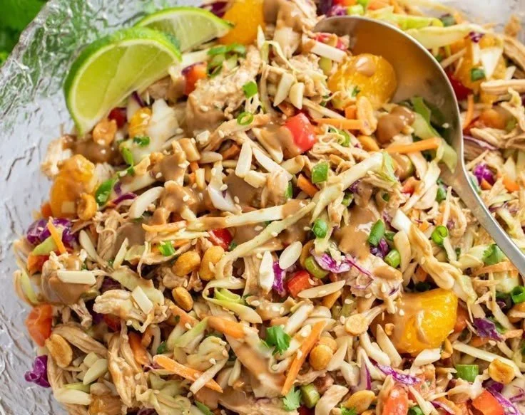 Delicious Thai-style chicken salad with fresh herbs and zesty dressing