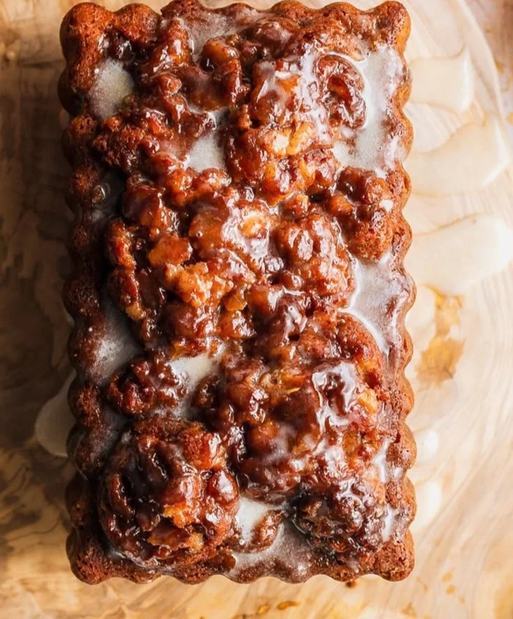 Delicious Amish Apple Fritter Bread with apple chunks and cinnamon swirl