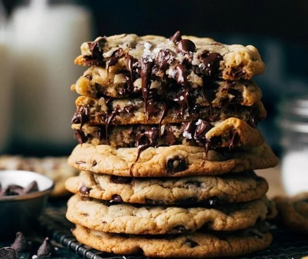 Freshly baked best ever chocolate chip cookies on a cooling rack