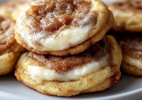 Delicious Cinnamon Roll Cheesecake Cookies on a cooling rack