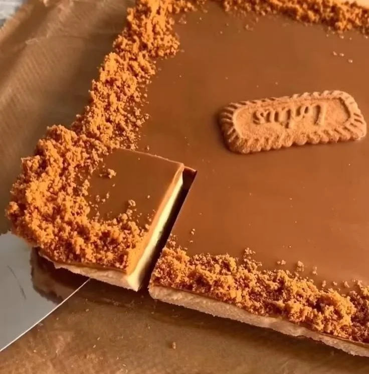 Delicious Biscoff cheesecake bars made with five simple ingredients