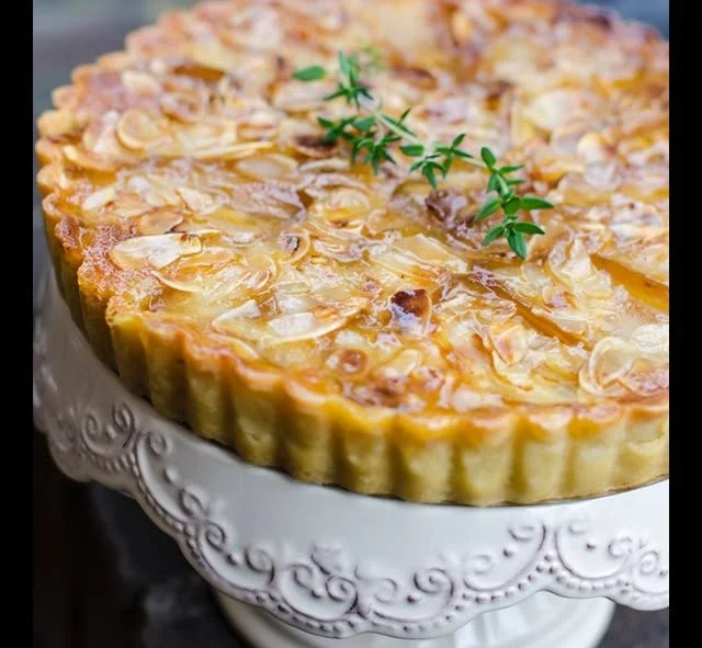 French Pear Almond Cream Tart with almond cream filling and fresh pears