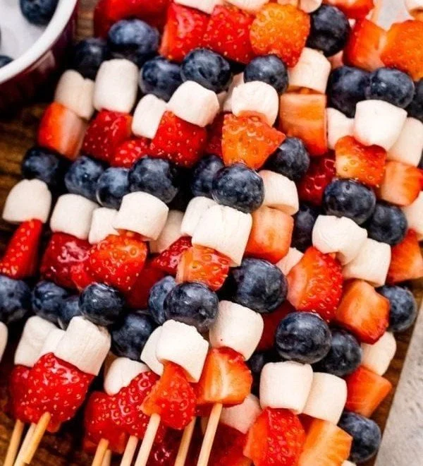 Patriotic red, white, and blue kabobs for summer celebrations