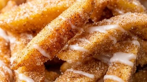 Delicious air fryer apple fries served as a healthy snack option.