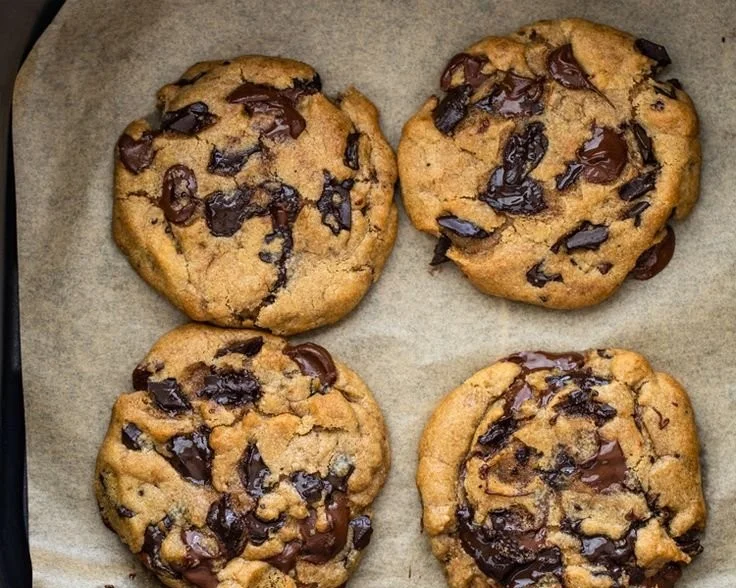 Plate of freshly baked air fryer chocolate chip cookies