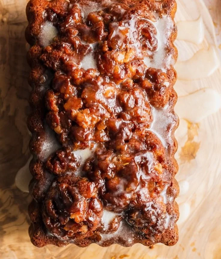 Homemade Amish Apple Fritter Bread with apples and cinnamon glaze