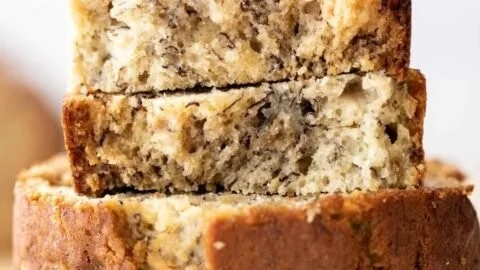 Delicious homemade banana bread loaf baked to perfection