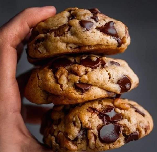 Delicious giant chocolate chip cookie with gooey chocolate chips