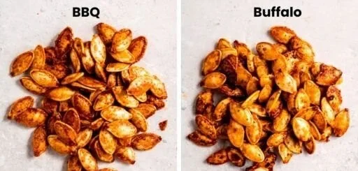 Bowl of crispy roasted pumpkin seeds ready for snacking