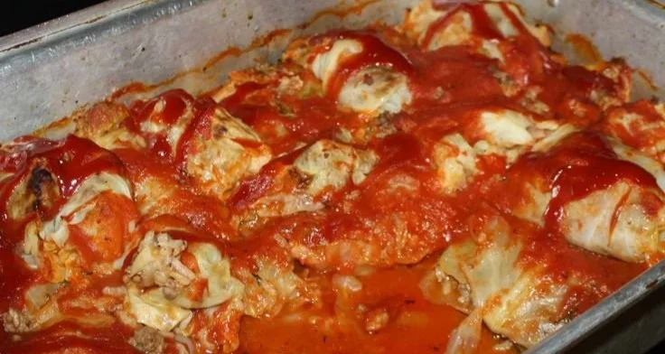 Delicious homemade Polish stuffed cabbage rolls filled with meat and rice