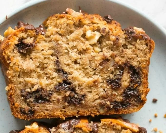 Delicious one-bowl chocolate chip banana bread fresh from the oven