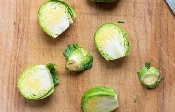 Restaurant-style Brussels sprouts with bacon served in a bowl